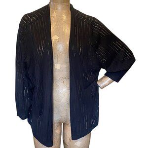 Worthington Open Cardigan Sweater Lightweight Plus Sz 3X Black #135H